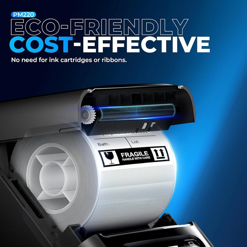 Nelko Label Maker Machine with Tape, PM220 Bluetooth Label Printer, Portable Thermal Printer for Small Business, Address, Logo, Clothing, Mailing, Sticker Printer for Phones & PC, 1 Count, Black - Image 3